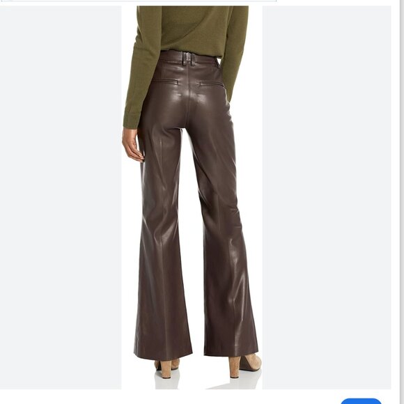 NWT Rebecca Taylor Vegan Leather Trouser in Deep Port - Picture 2 of 11